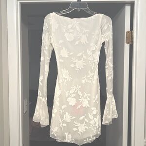 White Long Sleeve Mini Dress